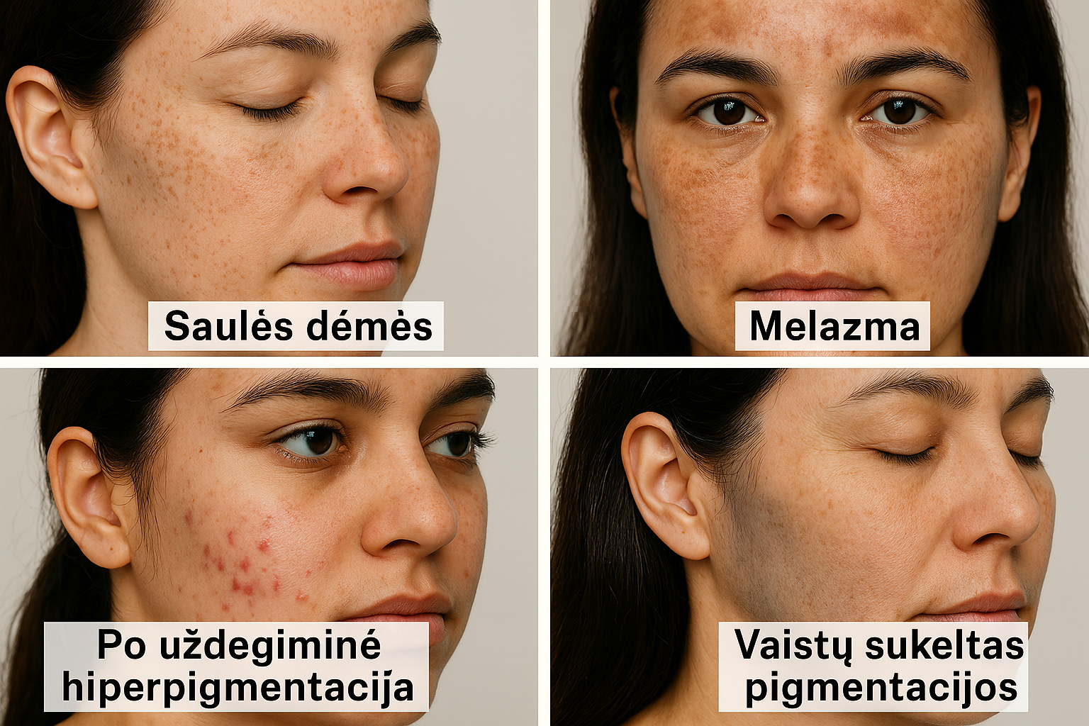Hiperpigmentacijos tipai Hiperpigmentacijos tipai